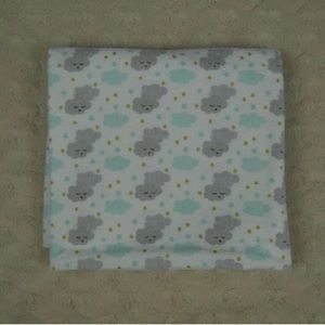 Parent's Choice Clouds Baby Blanket Stars Gray White Flannel Receiving Gold